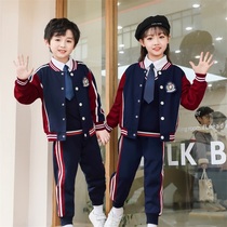 Kindergarten garden clothes spring and autumn three sets of first grade class clothes childrens sportswear school uniforms pure cotton British