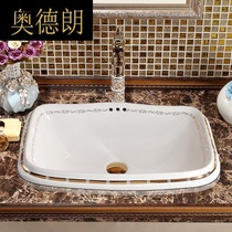European style Taichung basin square ceramic washbasin household American Basin semi-embedded Basin