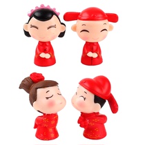 Cake ornaments decoration Chinese wedding doll wedding gift resin doll groom bride wedding room arrangement