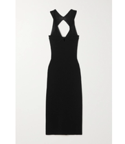 2021 DION LEE Black Cotton Blended Mid-length Sling Dress