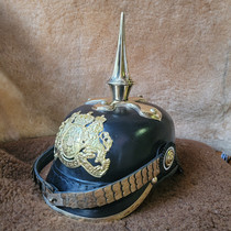 -Spot-cowskin Prussian cap re-engraved PICKELHAUBE German helmet can be worn
