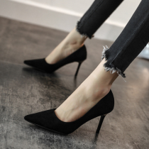 2022 New Spring Career Little High Heels Shoes Woman Pointed Fine Heel Sexy Working Shoes Women Black Not Tired Foot Single Shoes