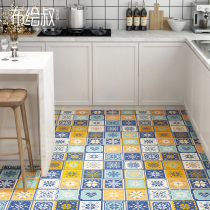 Kitchen floor tiles Ground tile waterproof anti-slip abrasion resistant Self-adhesive toilet bathroom floor Renovated Ground Stickers Trim