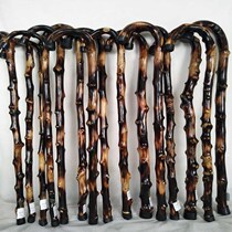 Solid wood one-piece natural rattan elderly wooden crutches non-slip massage cane Wooden crutches rattan wooden rattan life