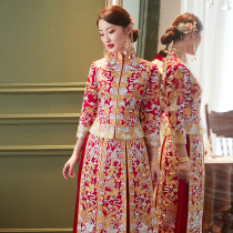 Winter big five fu dragon and phoenix gown Senior Show 2021 new bride skirt Chinese wedding coat Chinese wedding He show clothing winter