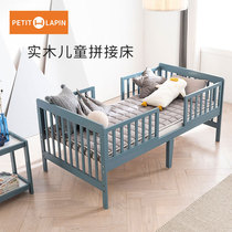 Korean solid wood crib splicing bed with guardrail newborn baby bed Children splicing bed bedside bed bed widened