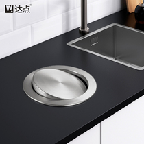 Kitchen countertop trash can lid round stainless steel decorative rocker lid toilet recessed flap cabinet household