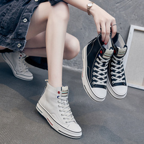  Autumn high-top white shoes womens real leather casual soft-soled spring and summer port wind board shoes 2021 new rear zipper tide shoes