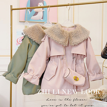 Girls winter windbreaker 2021 new large children plus velvet padded coat children cotton-padded jacket girls foreign style parker clothing