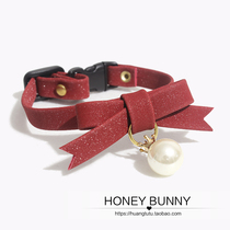  Safety buckle Pet jewelry Cat bell Dog collar Bow tie Shiny pearl bow