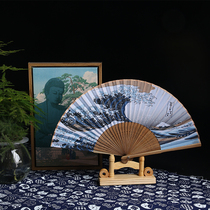 Bear convenience store Japan Ukiyo-e Japanese folding fan Kanagawa surf kimono with Japanese and wind waves