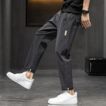 Tide brand spring and autumn casual ankle-length pants mens loose straight overalls sports beam feet autumn and winter mens pants