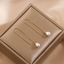 Natural Freshwater Pearl Earline Female Summer Long style 100 lap 925 pure silver superior sensual accessories 2021 New