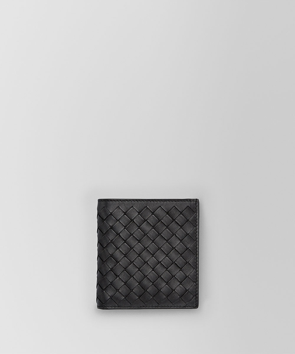 BOTTEGA VENETA Men's Black Knitted Calf Leather Small Double Discount Wallet