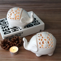 zakka hollow ceramic elephant scented candle holder ornament white baby elephant modern home accessories gift