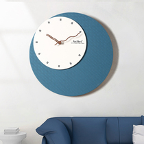 2021 new Morandi leather wall clock living room modern simple mute clock creative personality fashion clock