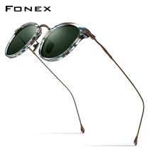 Huajing FONEX ultra-light hand-made sheet pure titanium polarized sunglasses men retro literary square sunglasses womens new