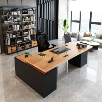 LOFT Nordic solid wood boss table President table General manager desk Office industrial wind computer table and chair combination