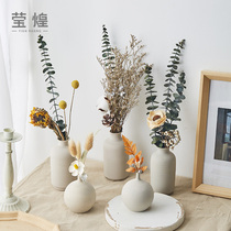Dried flower decoration ornaments home ceramic small vase Nordic ins Wind eucalyptus leaf bouquet TV cabinet light luxury