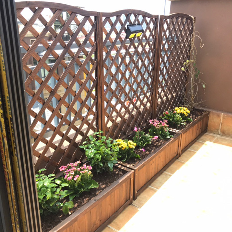 Outdoor courtyard anti-corrosion wooden flower box fence flower pot carbide wood grid fence guardrail balcony flower rack partition flower slot