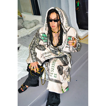 BUDDYBODY DOLLARS PRINTED HIGH STREET HIP HOP Warm Loose With Cap Big Clothes Home Sleeping Robe Flannel Suede Bathrobe