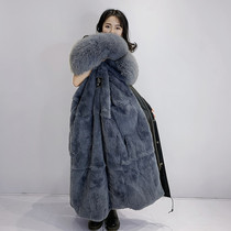 Parker womens 2020 autumn and winter new otter rabbit fur liner fur detachable long star coat coat woman