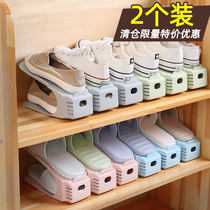 Yuyu 2 pieces of thick integrated simple storage shoe rack double-layer plastic shoe support adjustable shoe storage rack