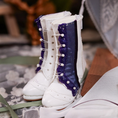 taobao agent [GEM shoes] 3 -point iris white high -heeled leather boots BJD Vincent's flower series Gemofdoll