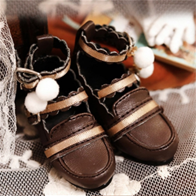 taobao agent [GEM shoes] 4 points to sunflower brown leather shoes lace white balls Vincent's flower series BJD