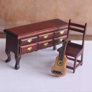 #【12 points desk] 1/12 baby house furniture bjd doll house ob11 doll's furniture solid wood table office bhiner bjd fashion