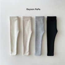 Spot Raysonpapa Korean boy clothing spring autumn pure color elastic beating bottom pants 100 lap soft male and female long pants