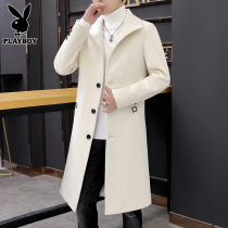 Playboy woolen coat mens long windbreaker mens woolen jacket autumn and winter new trend casual jacket
