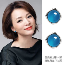 Korean natural agate S925 sterling silver stud earrings 2021 new fashion earrings high-grade sense pearl jade bead earrings