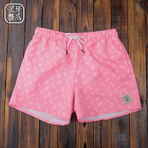  Gailang mens beach pants seaside vacation travel swimming surfing three-point pants pink pineapple sports shorts