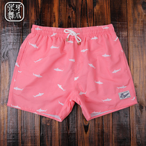 Beach pants men quick-dry can enter the water lined pink Sao shark holiday loose men hot spring swimming trunks ins ins