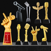Music singing eloquence speech contest school Crystal Childrens trophy customized host lecturer Golden Microphone