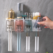 Creative washroom toothbrush shelve free of punching wall-mounted transparent toothbrush cup containing box suit washing mouthwatering cup