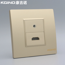 Champagne gold 86 HDMI HD plus headphones welding-free wiring socket champagne 3 5mm audio HDMI panel