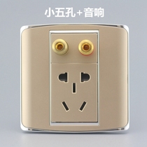 Champagne 86 small five-hole power supply with audio socket panel champagne gold 5 holes 5 1 double head speaker socket