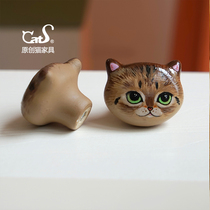 CatS Exclusive Customised Kitten Face White Ceramic Handle Hand Painted Cat Portrait