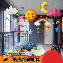 Kindergarten hanging ceiling decorations classroom corridor roof hanging objects school opening layout pendants air hanging ornaments