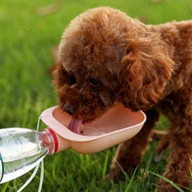Dog out of the water bottle drinking water Portable water bottle Drinking water Feeding water Outdoor dog walking Teddy Pet accompanying water cup