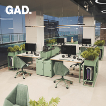 Minimalist modern office staff station table and chairs combination double face up to four 6 4 6 cassette partition screen