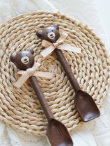 Joe produced handmade Japanese bear wooden spoon coffee spoon home restaurant tableware yogurt spoon INS Wind send