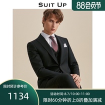 Wool suit suit mens summer Bo Xinlang wedding formal high-end black ruffian handsome mens British suit