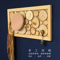 Meter box hook decoration blocking door porch wall wall creative distribution box wall solid wood clothes hook
