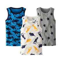 European and American childrens vest summer boys middle and small children pure cotton sleeveless girls cartoon baby boy bottoming I-shaped thin