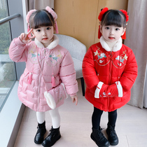 Female baby Tang suit children Chinese style New Year dress festive girl New year dress plus velvet thickened coat