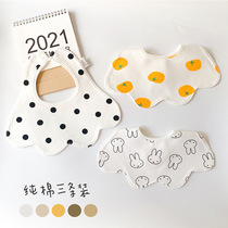 New baby bib waterproof saliva towel cute petal bib newborn baby cotton rice pocket U-shaped 3