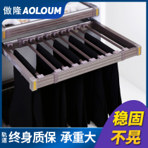 Pants rack telescopic multifunctional household wardrobe pants rack cabinet push-pull rack cabinet inside push-pull pants rack pants rack storage basket